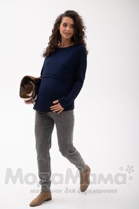 мм112-636304-Лонгслив для беременных и кормящих, Т.синий