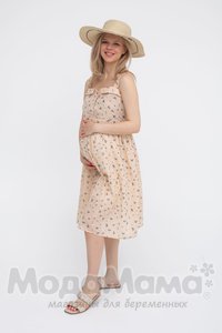 мм520-110568-Сарафан для беременных и кормящих, Беж/ цветы