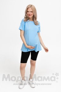 мм114-016202-Футболка для беременных и кормящих, Голубой