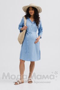 мм541-101864-Платье-рубашка для беременных, Голубой