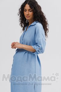 мм541-101864-Платье-рубашка для беременных, Голубой