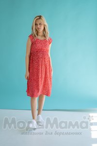 мм522-101551-Платье для беременных и кормящих, Красн/принт