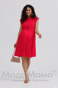 мм535-101654-Платье для беременных и кормящих, Алый/горошек