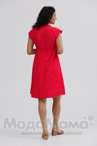мм535-101654-Платье для беременных и кормящих, Алый/горошек