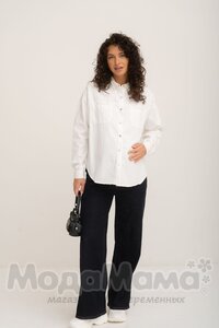 кк154-Рубашка ОВЕРСАЙЗ (джинс), Экрю