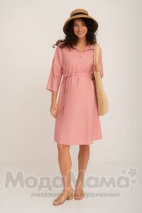 мм541-101877-Платье-рубашка для беременных, Пудра