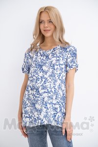 мм325-601251-Блузка для беременных и кормящих, Бел/цветы