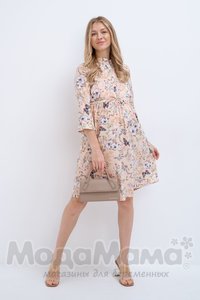 мм535-101369-Платье для беременных и кормящих, Персик/цветы