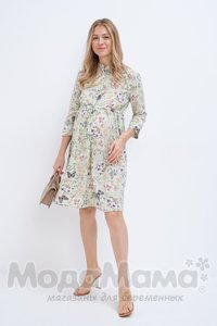 мм535-101369-Платье для беременных и кормящих, Мята/цветы