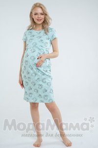 мм505-454101-Платье домашнее, Мята/коты