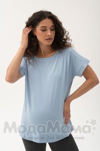 мм107-011202-Футболка для беременных и кормящих, Голубой