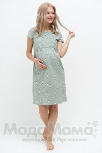 мм505-101201-Платье для беременных и кормящих, Хаки/принт