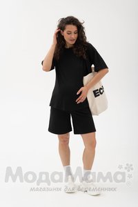 мм115-011202-Футболка для беременных ОВЕРСАЙЗ, Черный