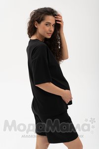 мм115-011202-Футболка для беременных ОВЕРСАЙЗ, Черный
