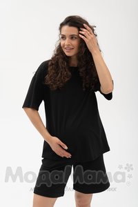 мм115-011202-Футболка для беременных ОВЕРСАЙЗ, Черный