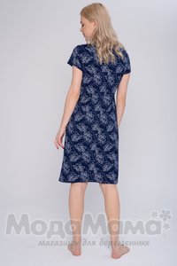 мм505-454101-Платье домашнее, Т.синий/цветы