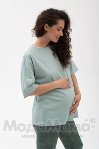 мм115-011202-Футболка для беременных ОВЕРСАЙЗ, Ментол