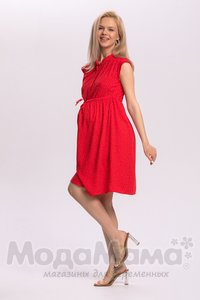 мм535-101654-Платье для беременных и кормящих, Красн/горох