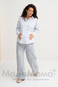 кк232-Рубашка ОВЕРСАЙЗ, Голуб/полос
