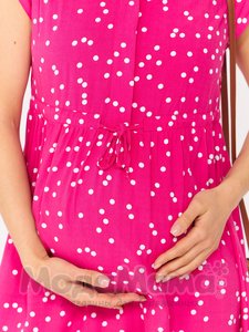мм535-101654-Платье для беременных и кормящих, Малина/горох