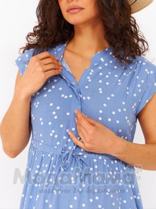мм535-101654-Платье для беременных и кормящих, Голубой/горох
