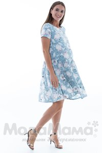 мм532-101266-Платье для беременных, Сер/голуб принт