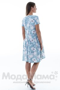 мм532-101266-Платье для беременных, Сер/голуб принт