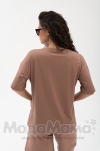 мм115-011202-Футболка для беременных ОВЕРСАЙЗ, Кофе