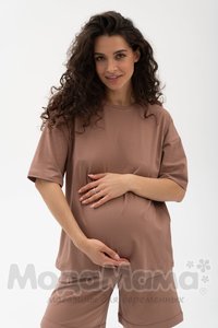 мм115-011202-Футболка для беременных ОВЕРСАЙЗ, Кофе
