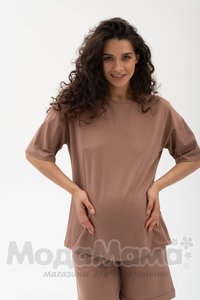 мм115-011202-Футболка для беременных ОВЕРСАЙЗ, Кофе