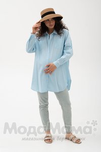 кк4079-Рубашка ОВЕРСАЙЗ, Голубой
