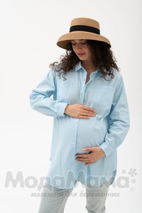 кк4079-Рубашка ОВЕРСАЙЗ, Голубой