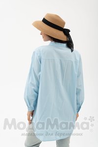 кк4079-Рубашка ОВЕРСАЙЗ, Голубой