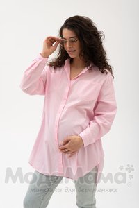 кк4079-Рубашка ОВЕРСАЙЗ, Розовый