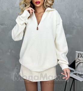 Джемпер вязаный с высоким воротом, Белый