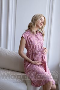 мм535-101651-Платье для беременных и кормящих, Роз/цветы