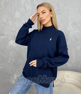 Джемпер вязаный с разрезами, Т.синий