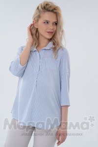 мм309-623557-Рубашка, бел-син/полос