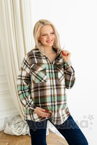 Рубашка для беременных ОВЕРСАЙЗ, Зелен/клетка