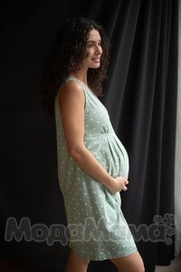 мм203-411601-Сорочка для беременных и кормящих, Хаки/сердечки