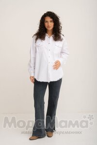 кк4022-дж-Рубашка ОВЕРСАЙЗ (джинс), Молочный