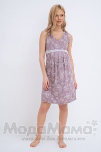 мм203-411601-Сорочка для беременных и кормящих, Кофе/цветы