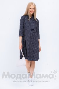 мм535-101353-Платье для беременных и кормящих, Т.синий/горох