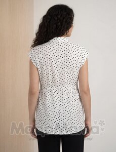 мм329-601651-Блузка для беременных и кормящих, Белый/горох