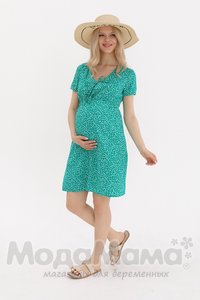 мм542-101254-Платье для беременных и кормящих, Зелен/пятнышки