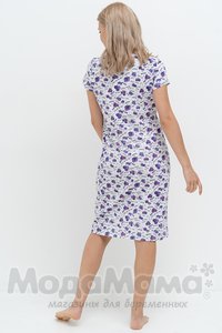 мм505-101202-Платье для беременных и кормящих, Белый/слива