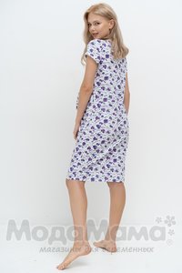 мм505-101202-Платье для беременных и кормящих, Белый/слива