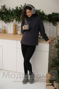 мм821-222116-Легинсы в рубчик утепленные (байка), Черный