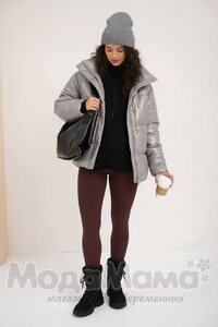 Легинсы в рубчик утепленные (байка), Шоколад