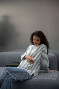 мм116-636109-Джемпер для беременных, Полынь/полоска